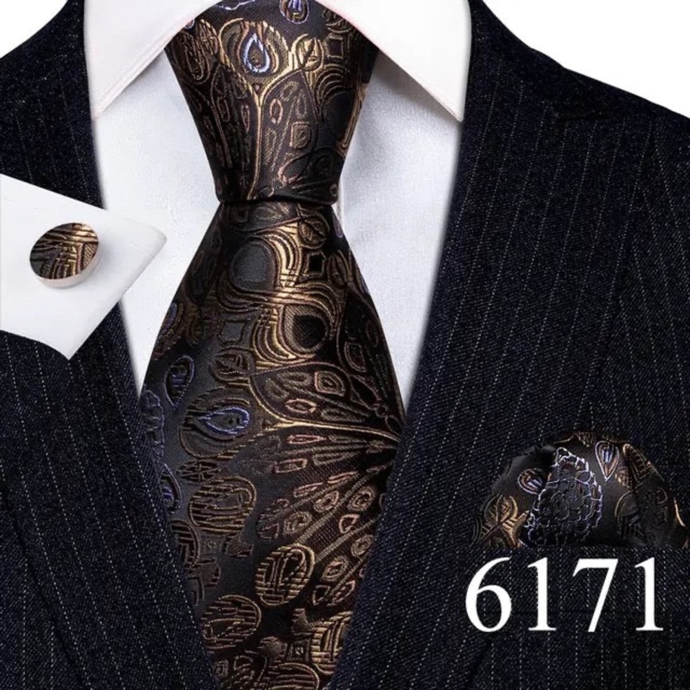 Men’s Silk Coordinated Tie Set - Brown Paisley